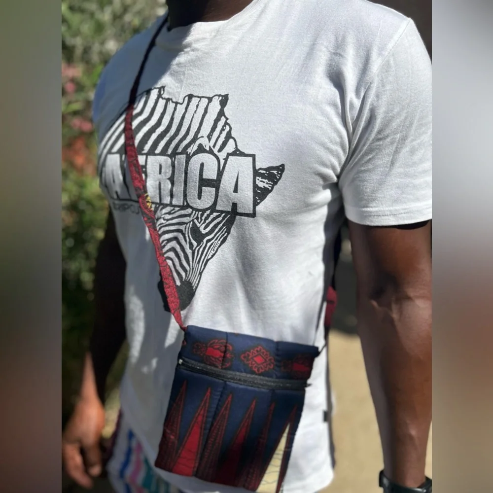NW 💯 Cotton Handmade Vlisco Fabric Crossbody 7”x 6”